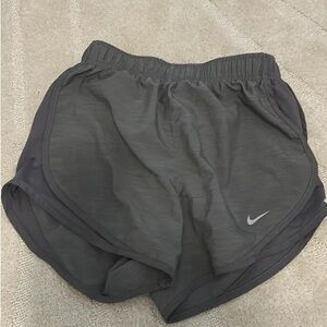 Nike Gray Athletic Shorts with Elastic Waistband and Side Slits